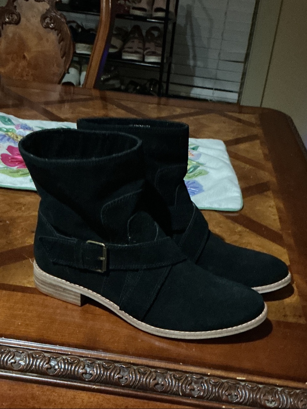 Splendid Black Suede Buckle Wrap Ankle Booties